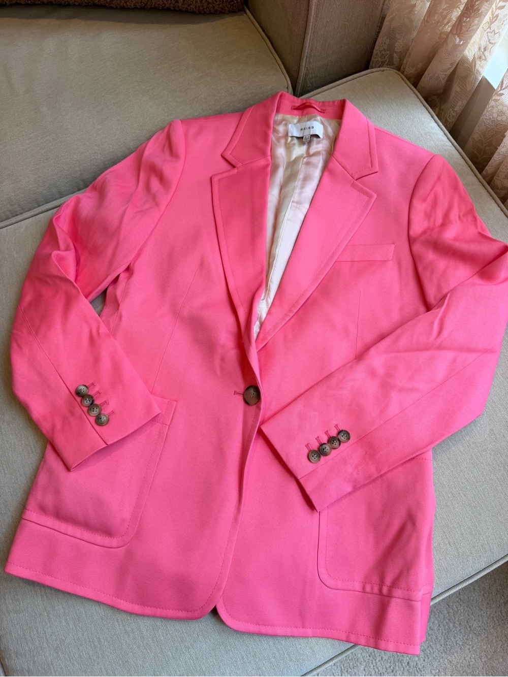 Reiss Vibrant Pink Single-Button Women's Blazer